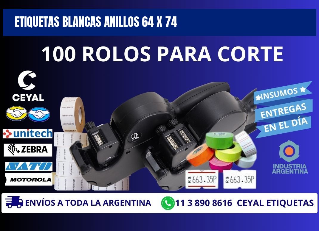 ETIQUETAS BLANCAS ANILLOS 64 x 74
