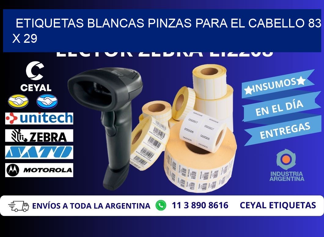 ETIQUETAS BLANCAS PINZAS PARA EL CABELLO 83 x 29