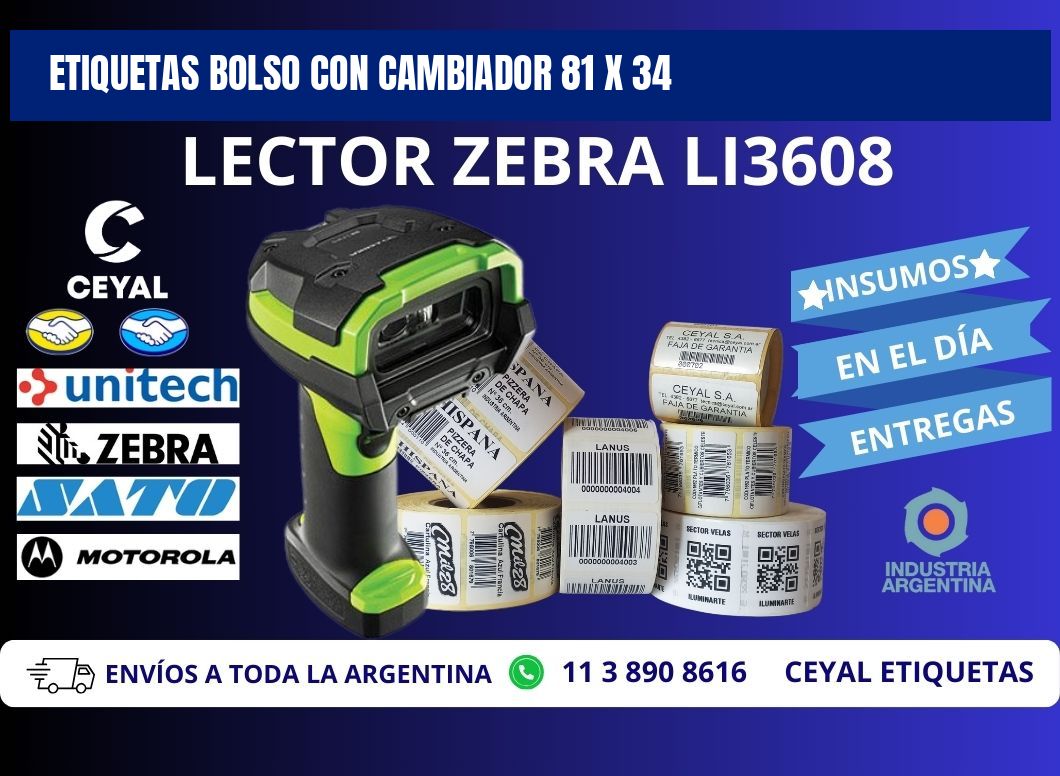 ETIQUETAS BOLSO CON CAMBIADOR 81 x 34