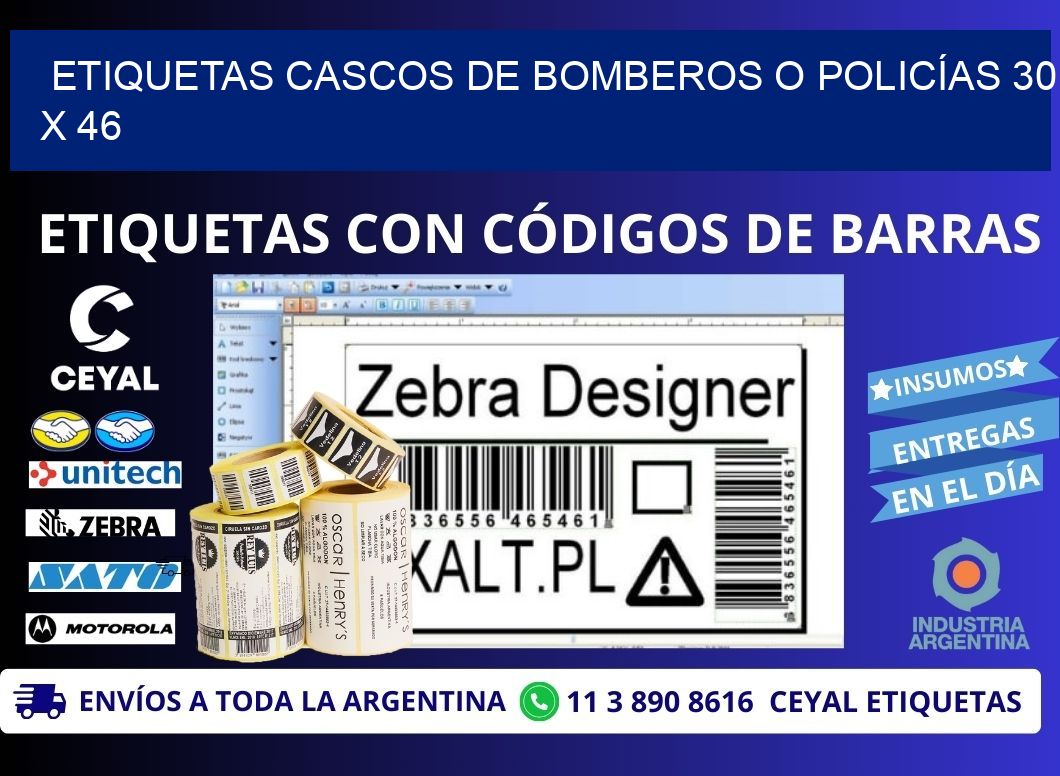 ETIQUETAS CASCOS DE BOMBEROS O POLICÍAS 30 x 46