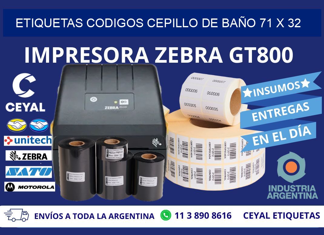 ETIQUETAS CODIGOS CEPILLO DE BAÑO 71 x 32