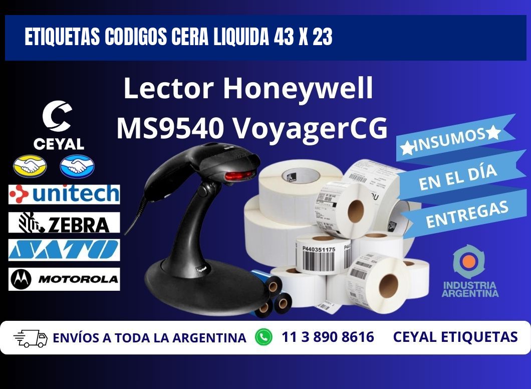 ETIQUETAS CODIGOS CERA LIQUIDA 43 x 23