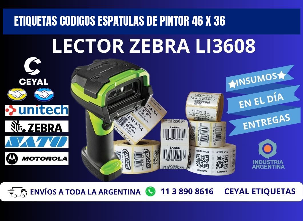 ETIQUETAS CODIGOS ESPATULAS DE PINTOR 46 x 36