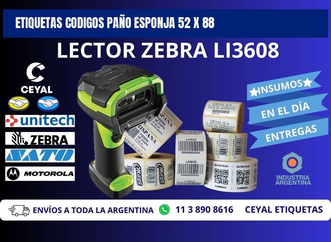 ETIQUETAS CODIGOS PAÑO ESPONJA 52 x 88