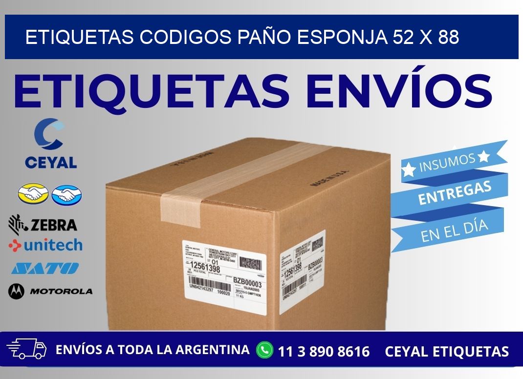 ETIQUETAS CODIGOS PAÑO ESPONJA 52 x 88