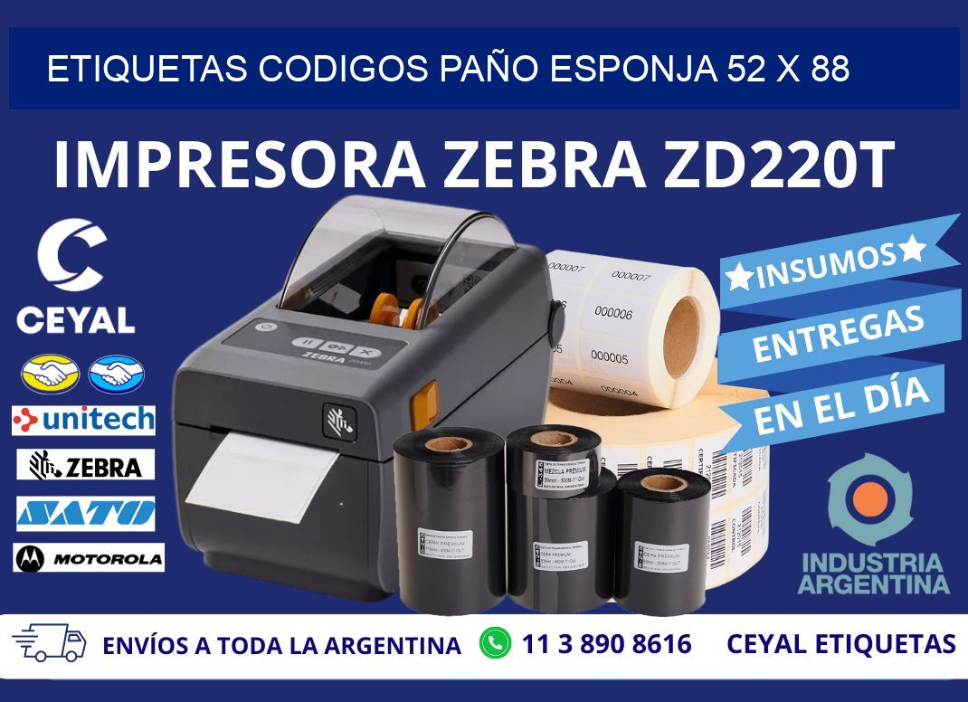 ETIQUETAS CODIGOS PAÑO ESPONJA 52 x 88