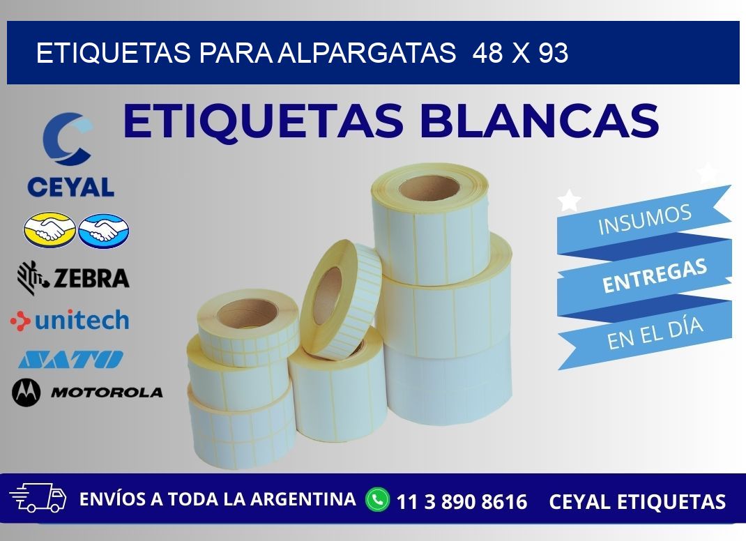 ETIQUETAS PARA ALPARGATAS  48 x 93