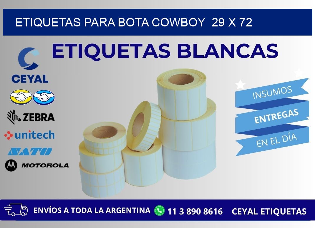 ETIQUETAS PARA BOTA COWBOY  29 x 72