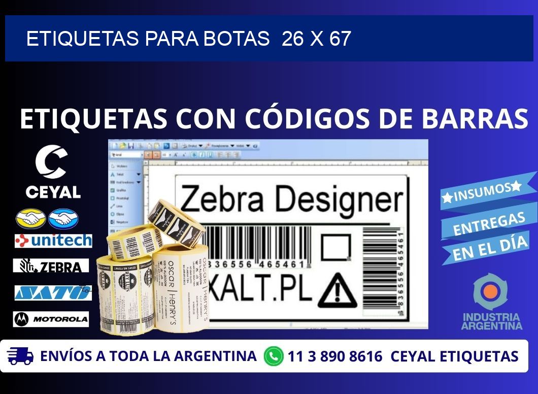 ETIQUETAS PARA BOTAS  26 x 67