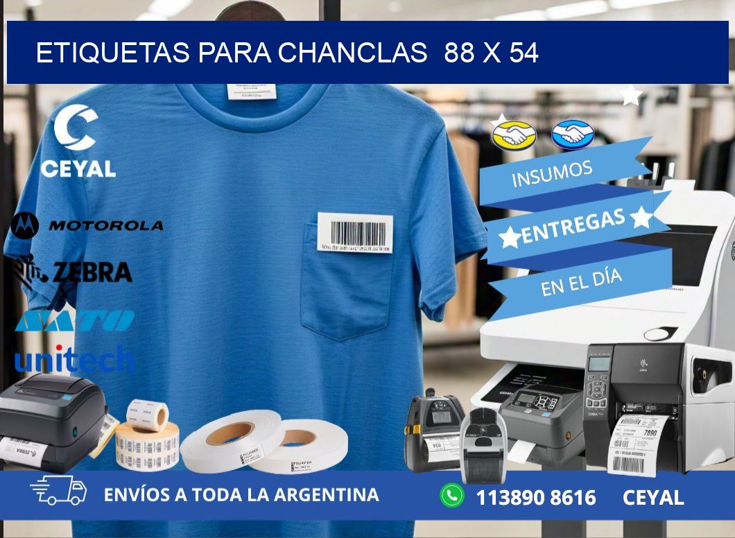 ETIQUETAS PARA CHANCLAS  88 x 54