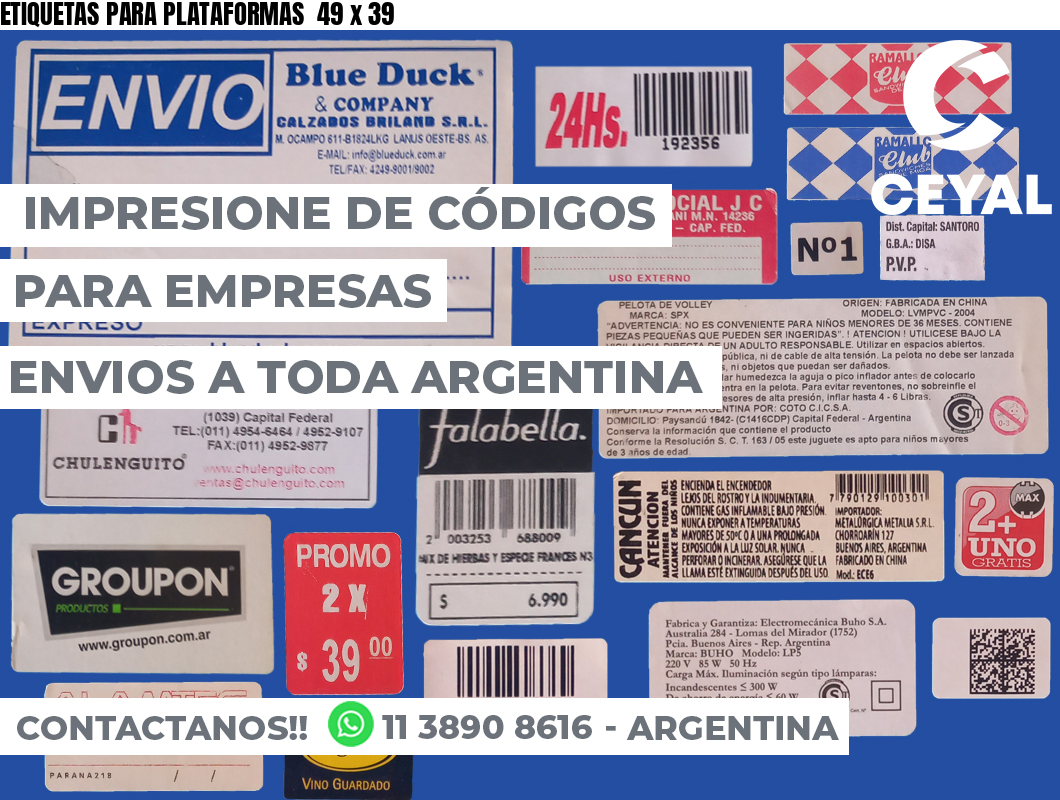 ETIQUETAS PARA PLATAFORMAS  49 x 39