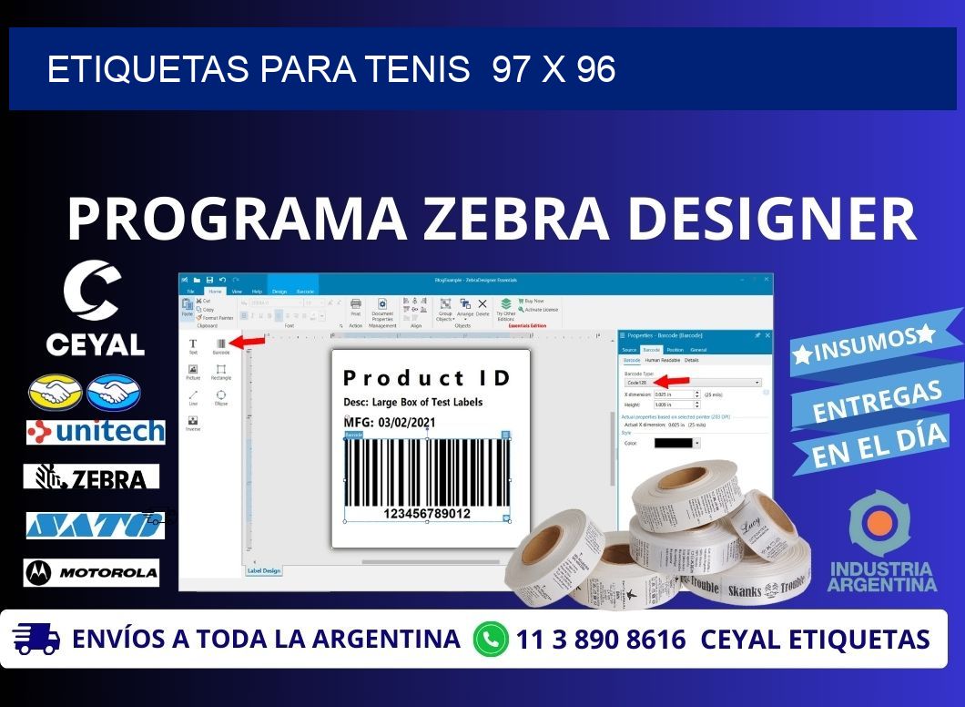 ETIQUETAS PARA TENIS  97 x 96