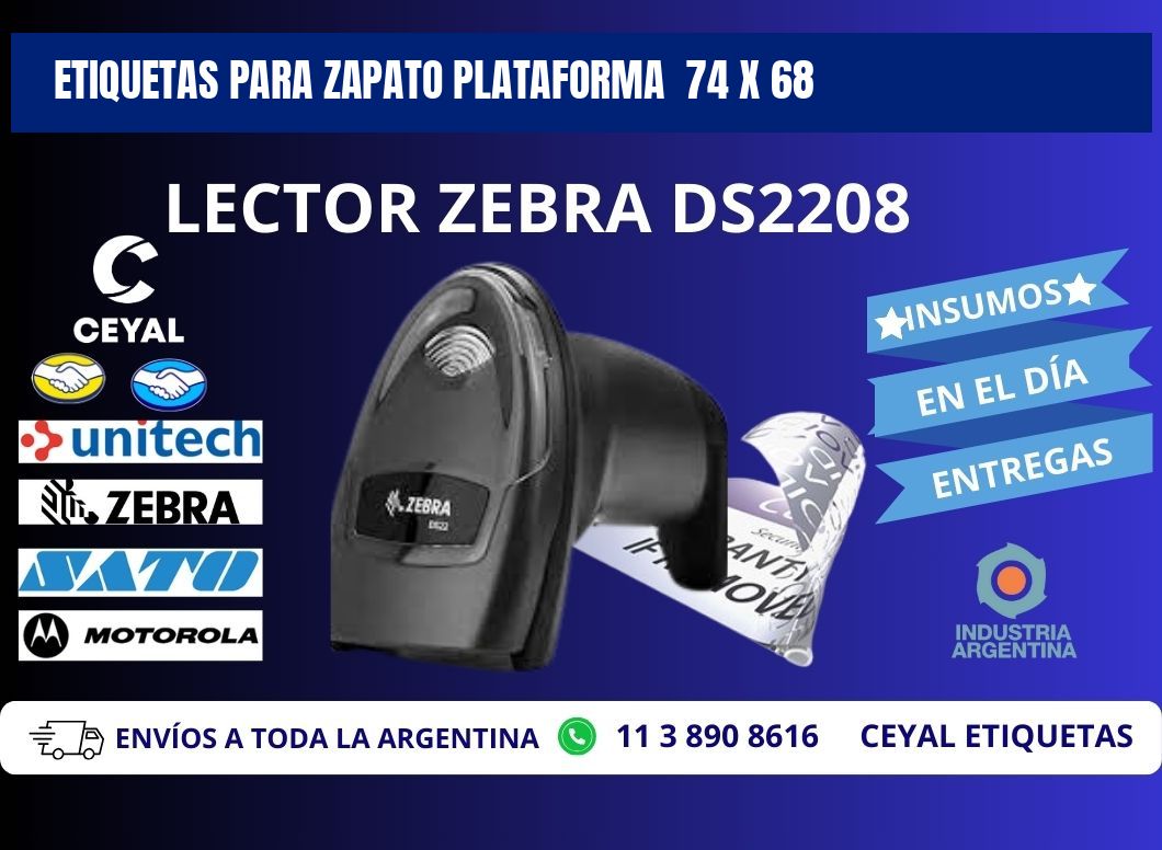 ETIQUETAS PARA ZAPATO PLATAFORMA  74 x 68