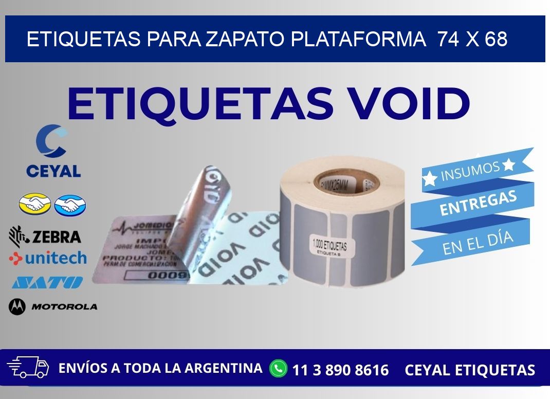 ETIQUETAS PARA ZAPATO PLATAFORMA  74 x 68