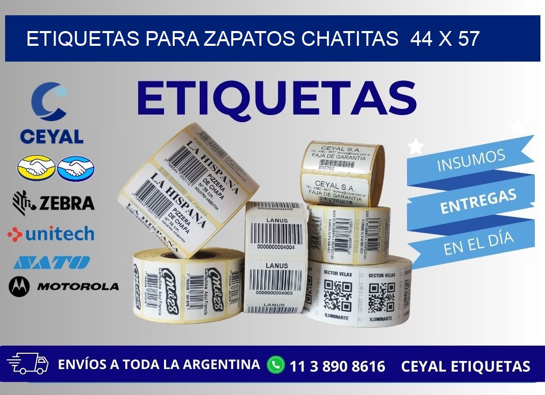 ETIQUETAS PARA ZAPATOS CHATITAS  44 x 57