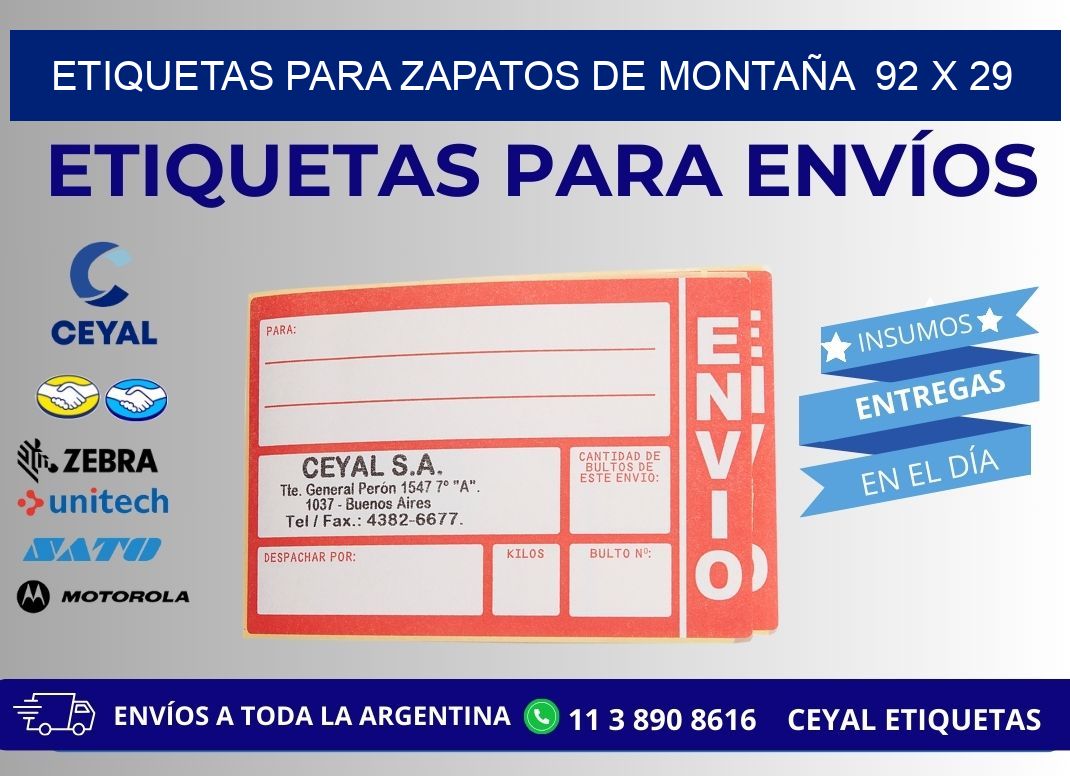 ETIQUETAS PARA ZAPATOS DE MONTAÑA  92 x 29