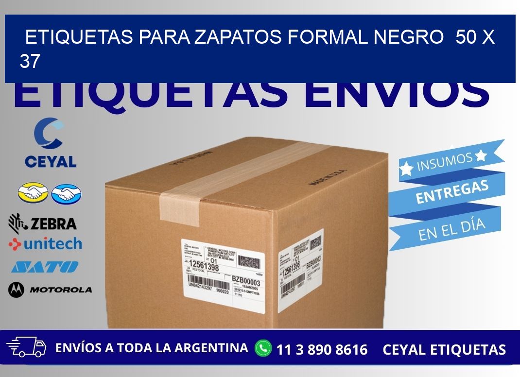 ETIQUETAS PARA ZAPATOS FORMAL NEGRO  50 x 37