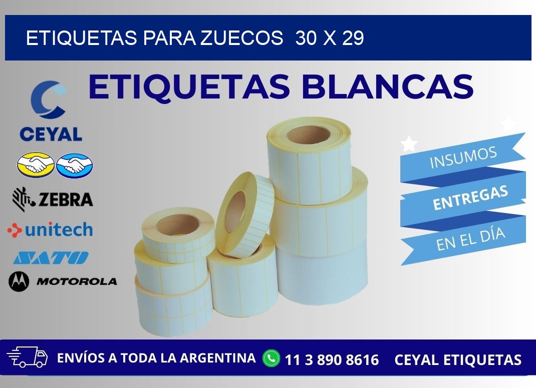 ETIQUETAS PARA ZUECOS  30 x 29