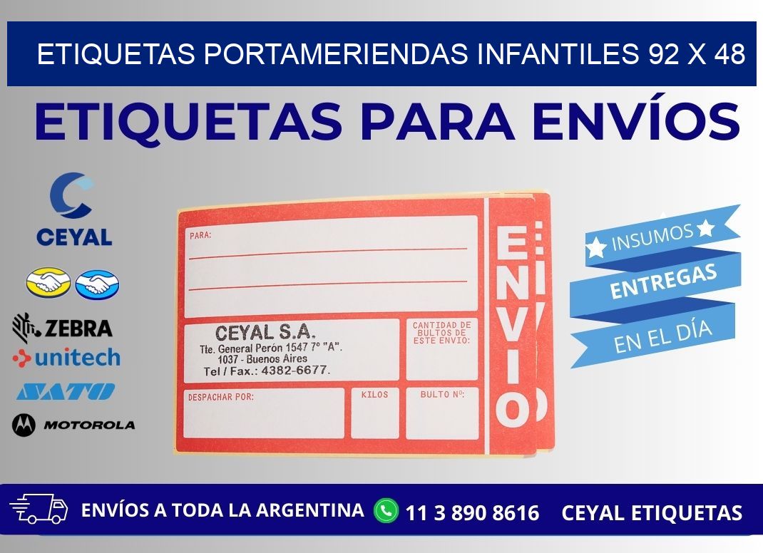 ETIQUETAS PORTAMERIENDAS INFANTILES 92 x 48