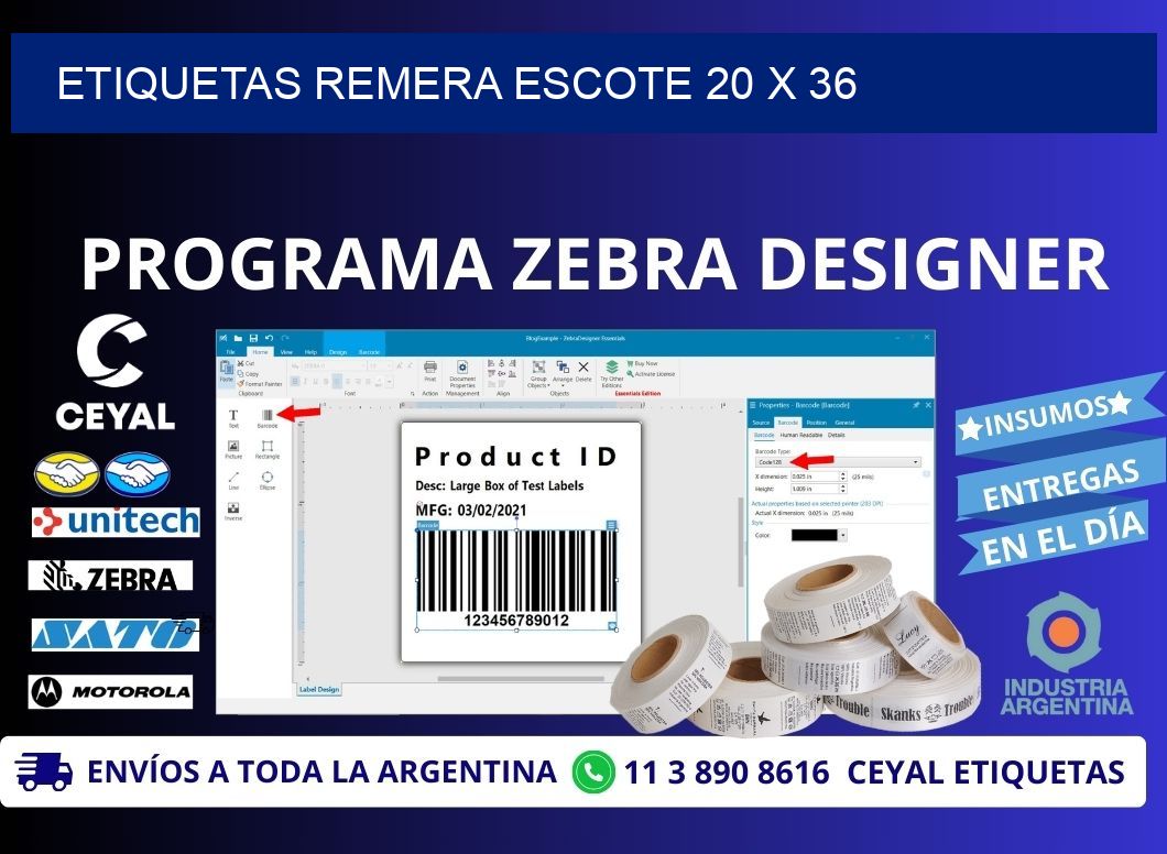 ETIQUETAS REMERA ESCOTE 20 x 36