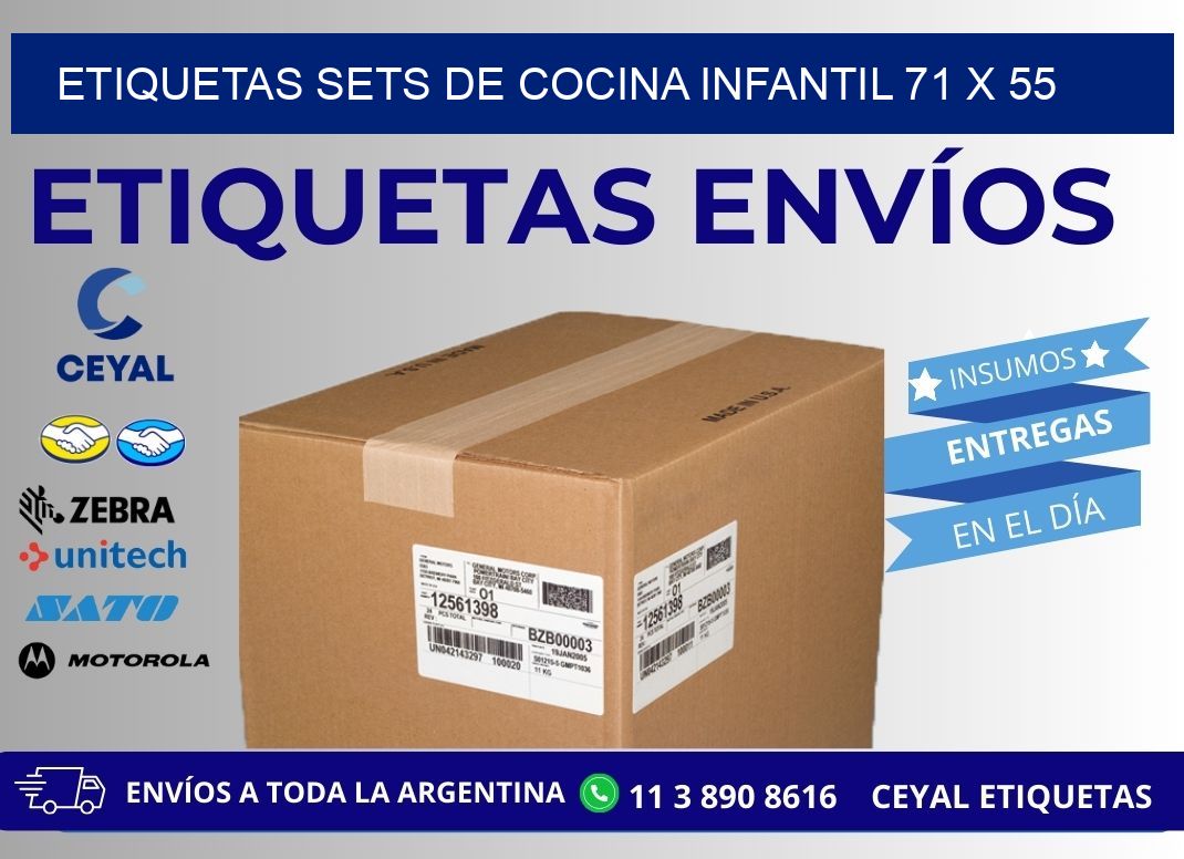 ETIQUETAS SETS DE COCINA INFANTIL 71 x 55