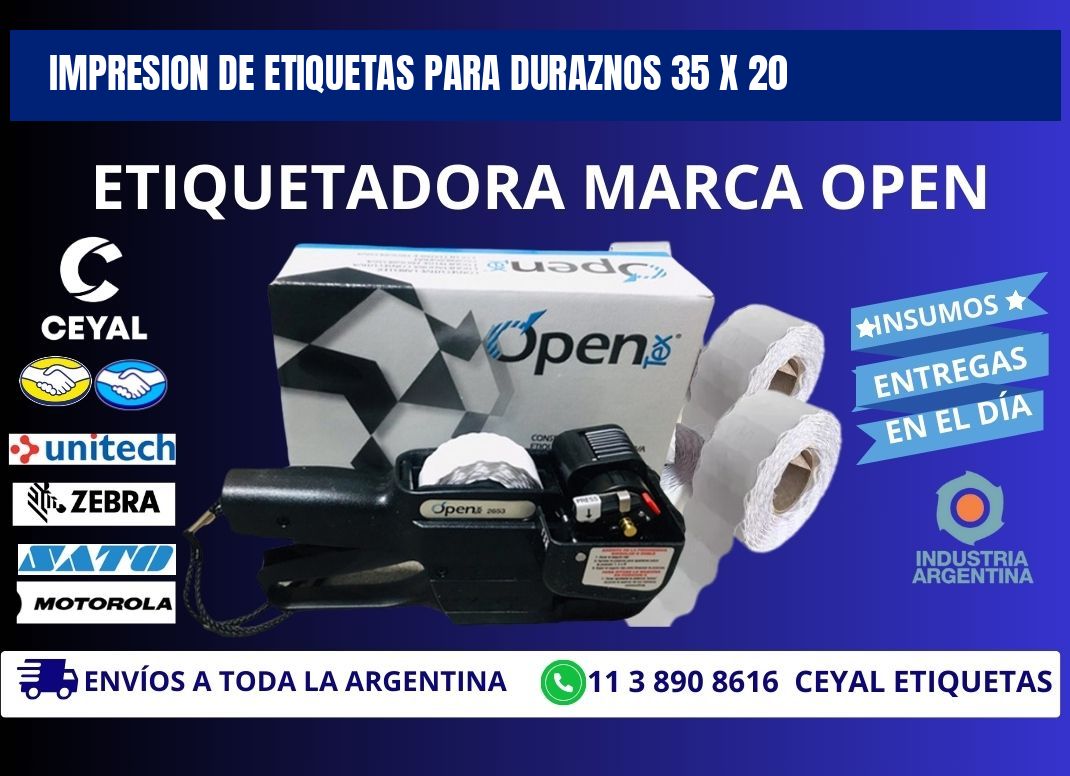 IMPRESION DE ETIQUETAS PARA DURAZNOS 35 x 20
