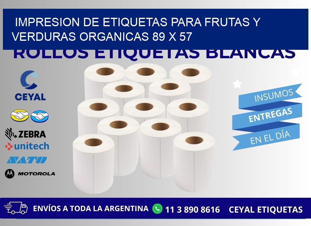 IMPRESION DE ETIQUETAS PARA FRUTAS Y VERDURAS ORGANICAS 89 x 57