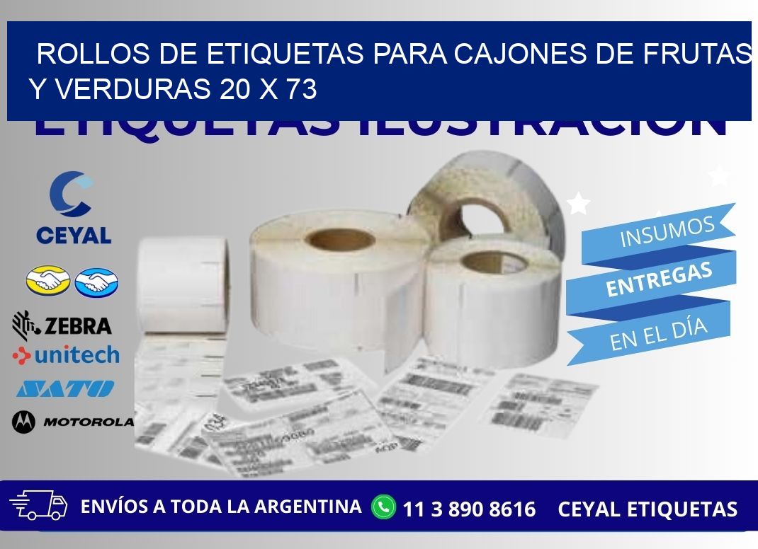 ROLLOS DE ETIQUETAS PARA CAJONES DE FRUTAS Y VERDURAS 20 x 73