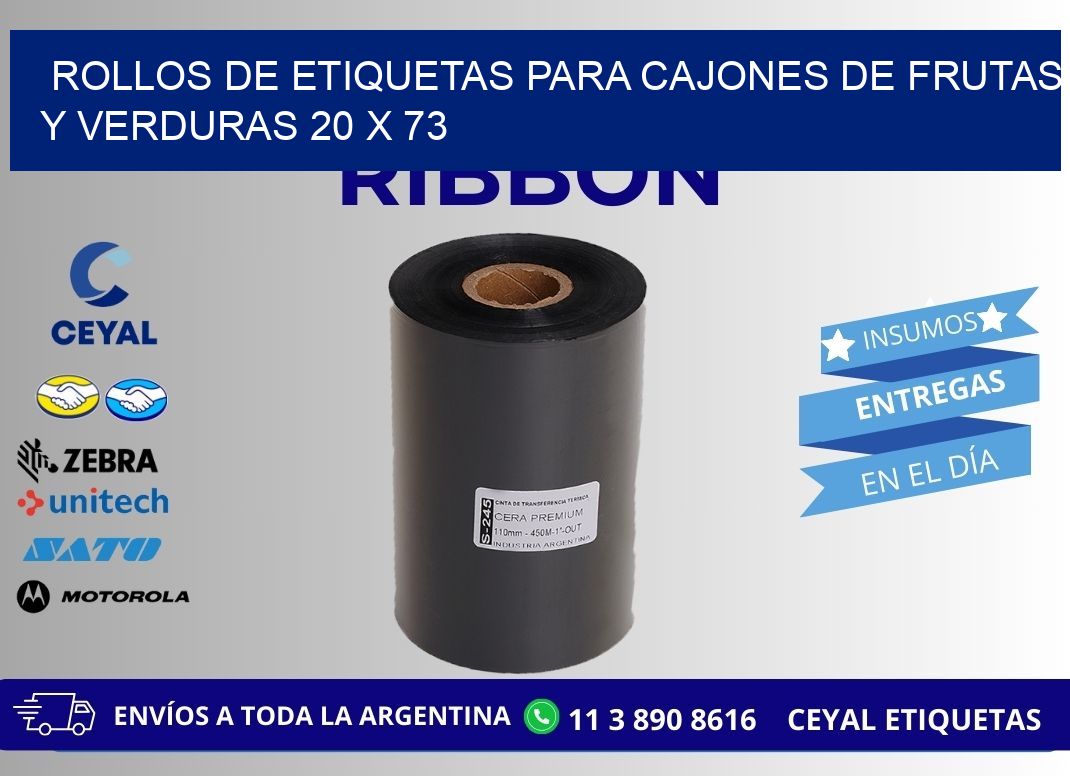 ROLLOS DE ETIQUETAS PARA CAJONES DE FRUTAS Y VERDURAS 20 x 73