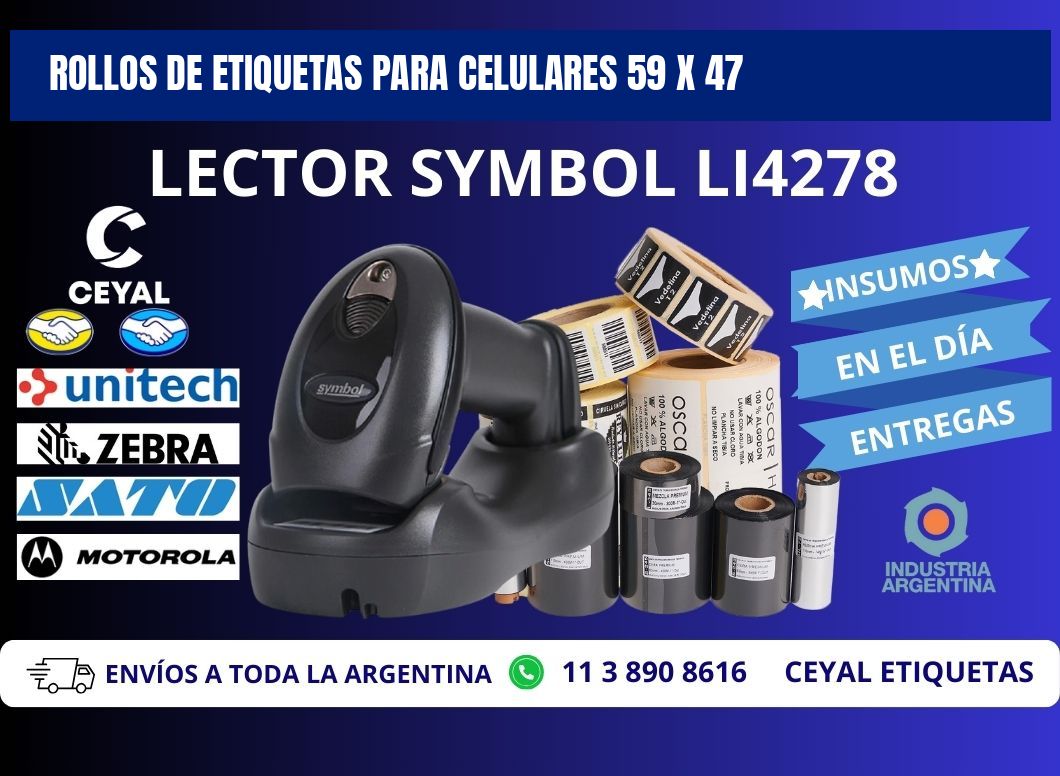 ROLLOS DE ETIQUETAS PARA CELULARES 59 x 47