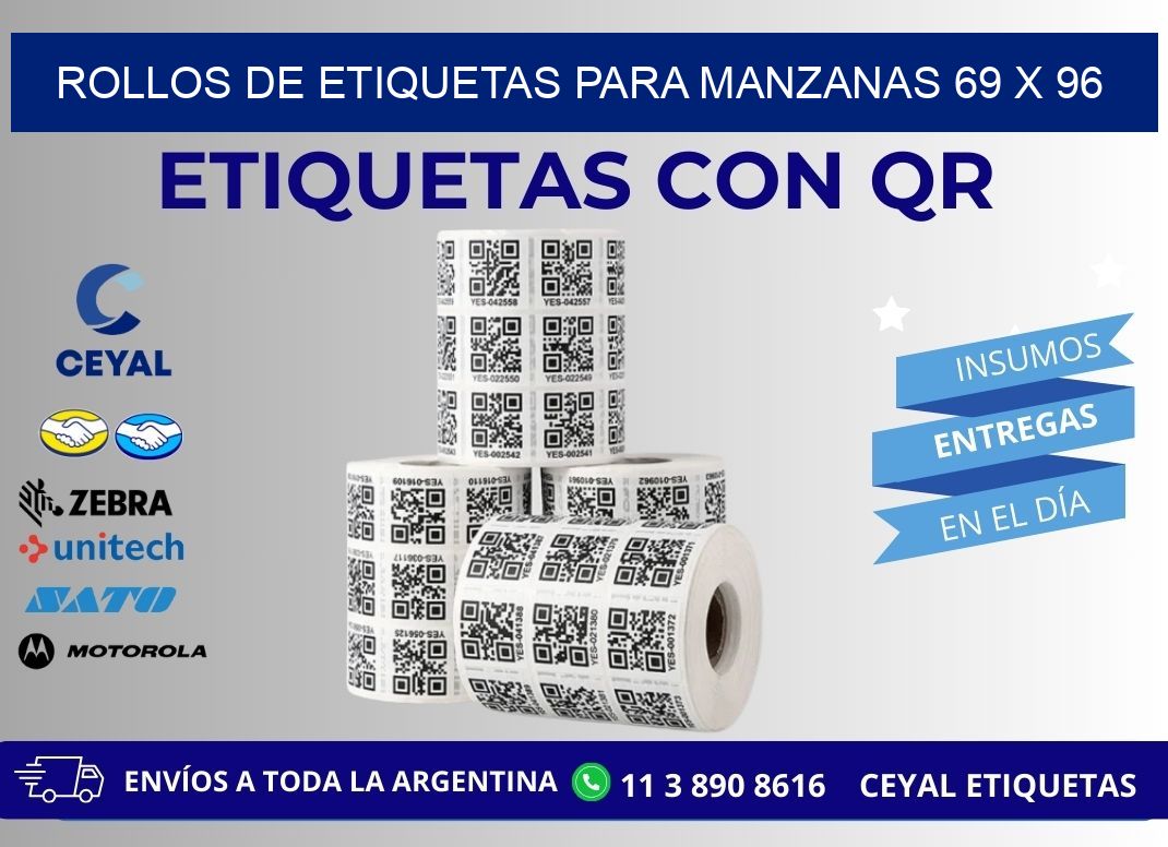 ROLLOS DE ETIQUETAS PARA MANZANAS 69 x 96