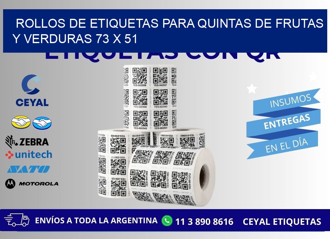 ROLLOS DE ETIQUETAS PARA QUINTAS DE FRUTAS Y VERDURAS 73 x 51