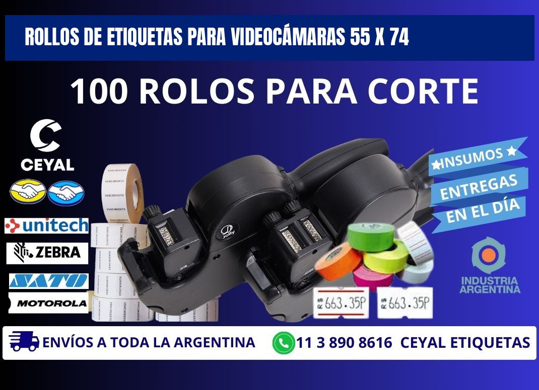 ROLLOS DE ETIQUETAS PARA VIDEOCÁMARAS 55 x 74