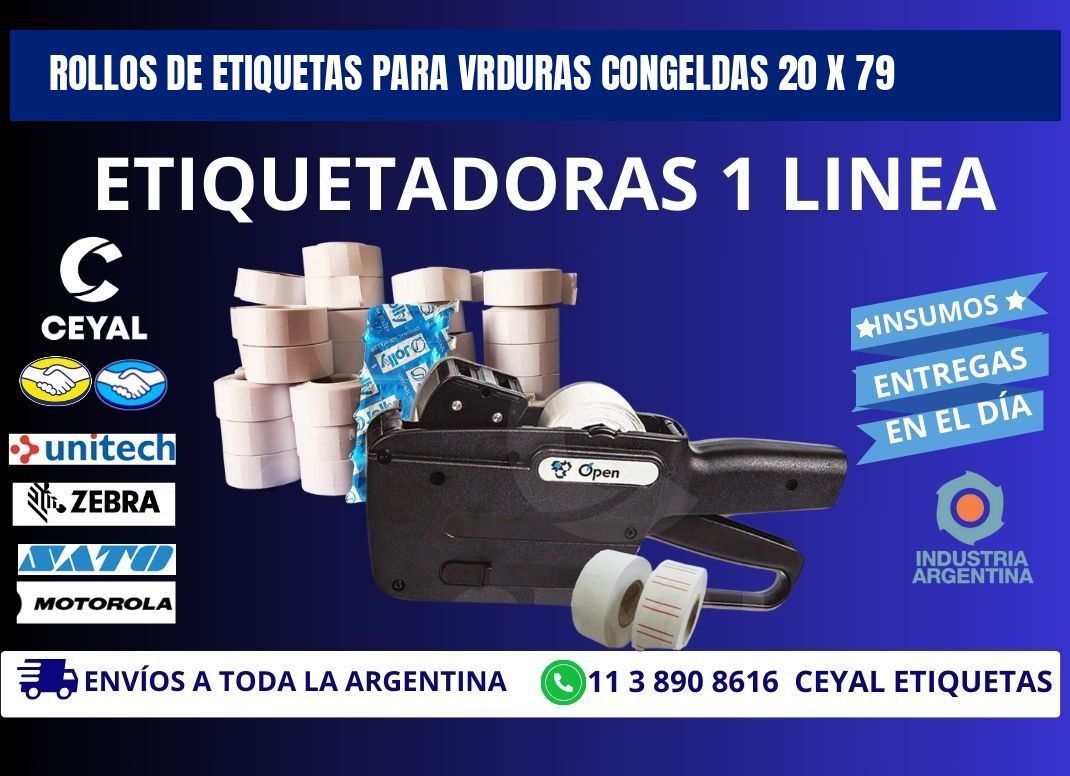 ROLLOS DE ETIQUETAS PARA VRDURAS CONGELDAS 20 x 79