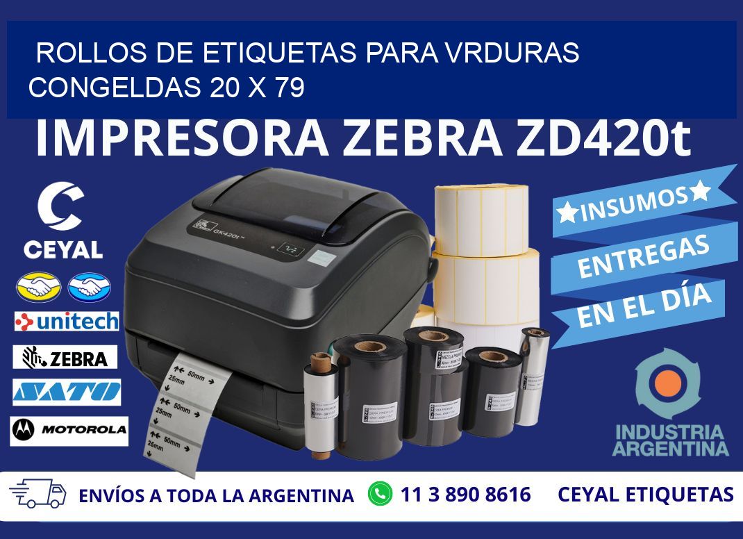 ROLLOS DE ETIQUETAS PARA VRDURAS CONGELDAS 20 x 79