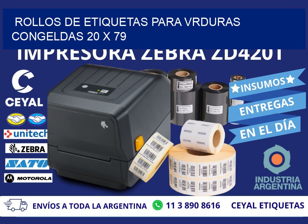 ROLLOS DE ETIQUETAS PARA VRDURAS CONGELDAS 20 x 79
