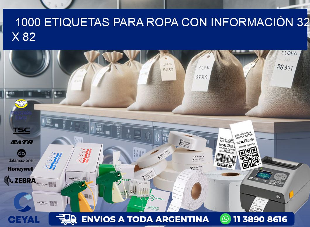 1000 ETIQUETAS PARA ROPA CON INFORMACIÓN 32 x 82