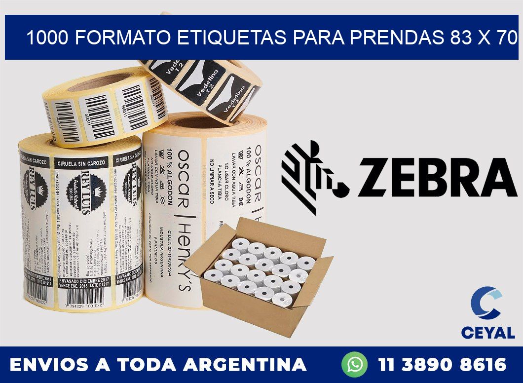 1000 FORMATO ETIQUETAS PARA PRENDAS 83 x 70