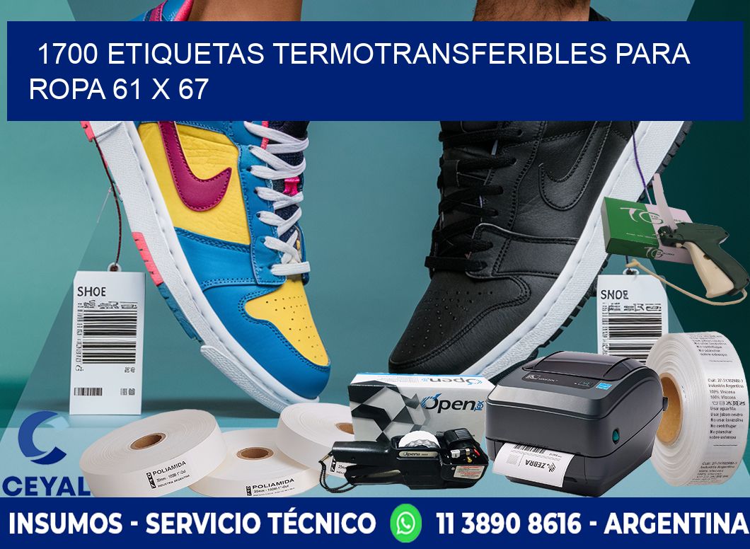 1700 ETIQUETAS TERMOTRANSFERIBLES PARA ROPA 61 x 67