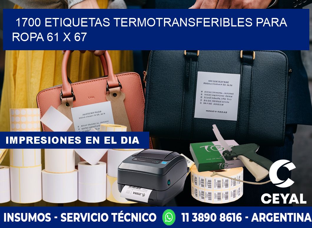 1700 ETIQUETAS TERMOTRANSFERIBLES PARA ROPA 61 x 67