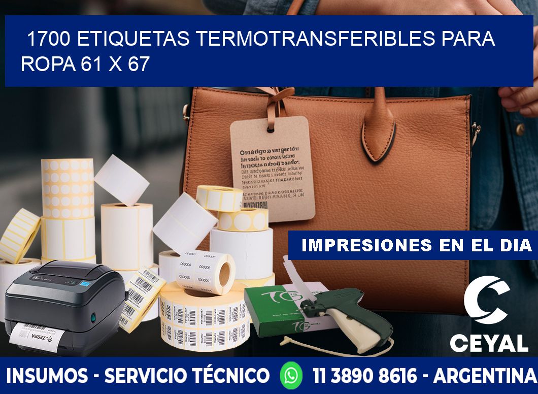 1700 ETIQUETAS TERMOTRANSFERIBLES PARA ROPA 61 x 67