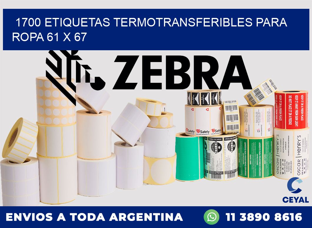 1700 ETIQUETAS TERMOTRANSFERIBLES PARA ROPA 61 x 67