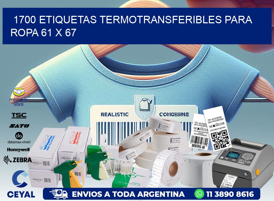 1700 ETIQUETAS TERMOTRANSFERIBLES PARA ROPA 61 x 67