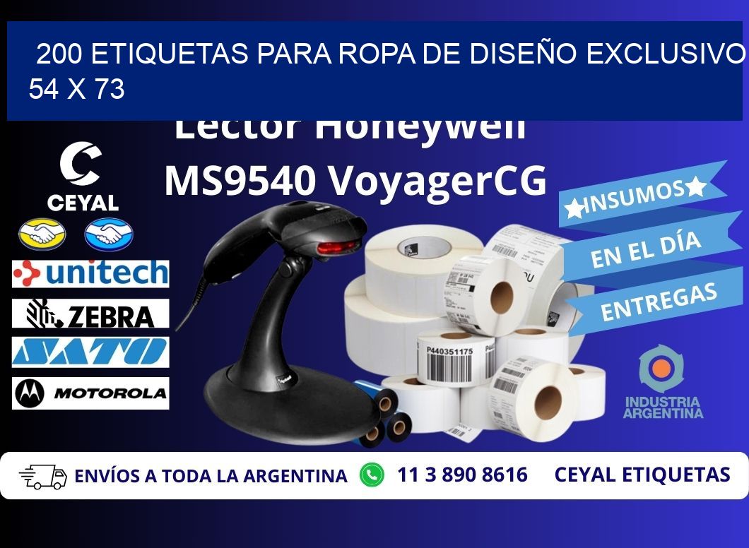 200 ETIQUETAS PARA ROPA DE DISEÑO EXCLUSIVO 54 x 73