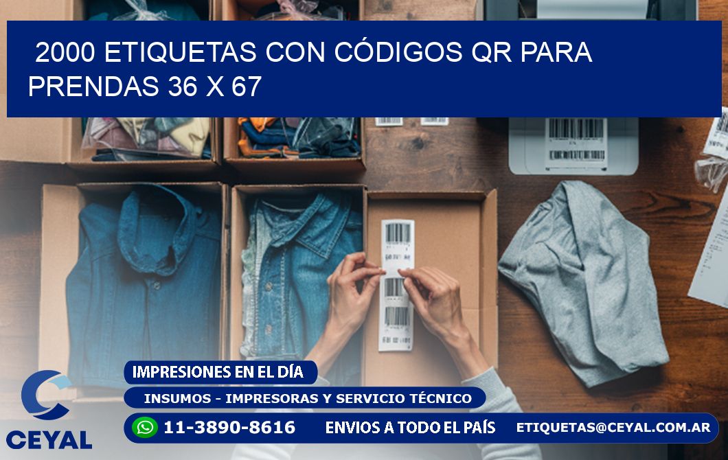 2000 ETIQUETAS CON CÓDIGOS QR PARA PRENDAS 36 x 67