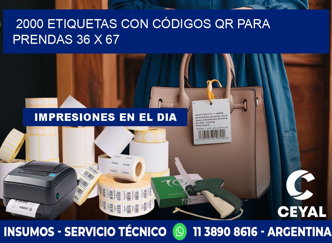 2000 ETIQUETAS CON CÓDIGOS QR PARA PRENDAS 36 x 67