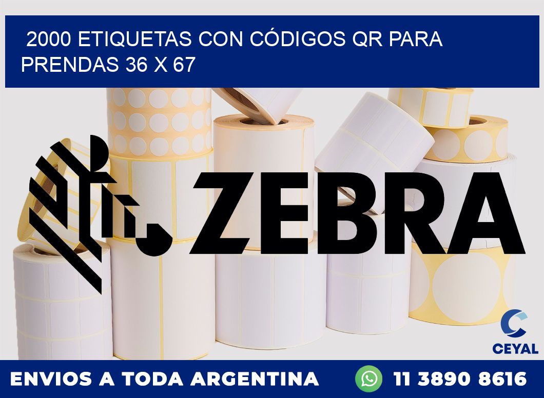 2000 ETIQUETAS CON CÓDIGOS QR PARA PRENDAS 36 x 67