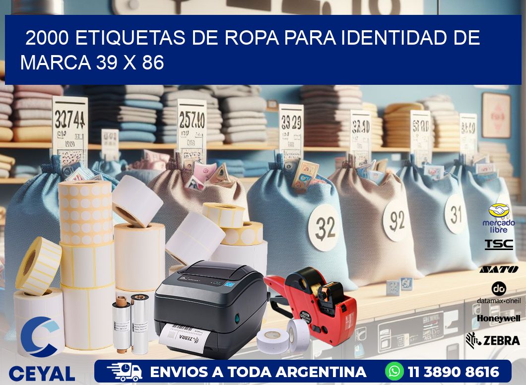 2000 ETIQUETAS DE ROPA PARA IDENTIDAD DE MARCA 39 x 86