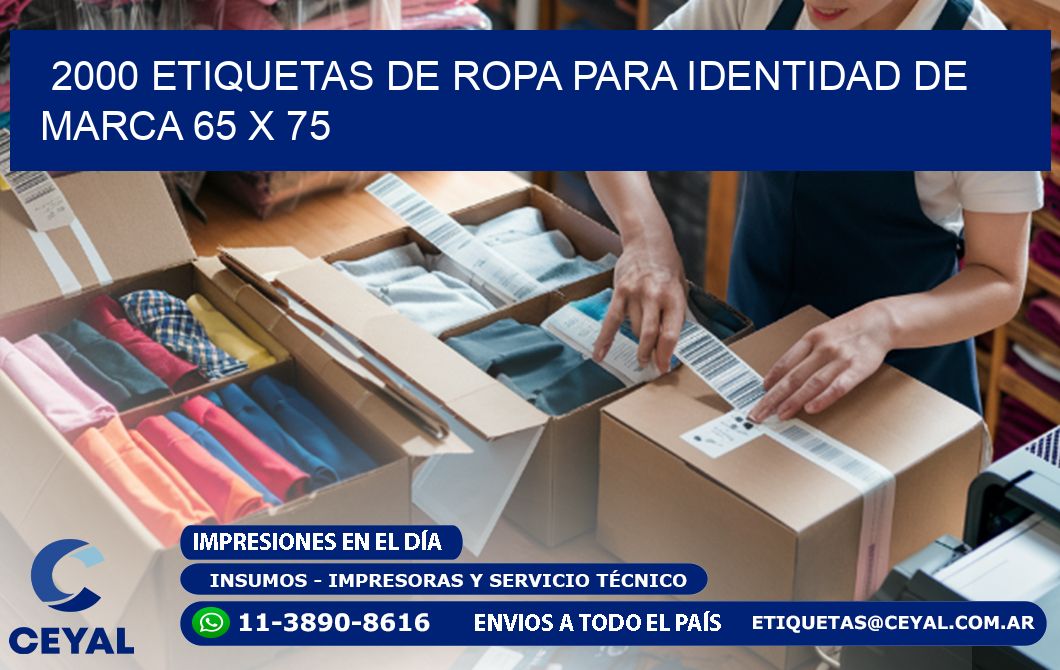 2000 ETIQUETAS DE ROPA PARA IDENTIDAD DE MARCA 65 x 75