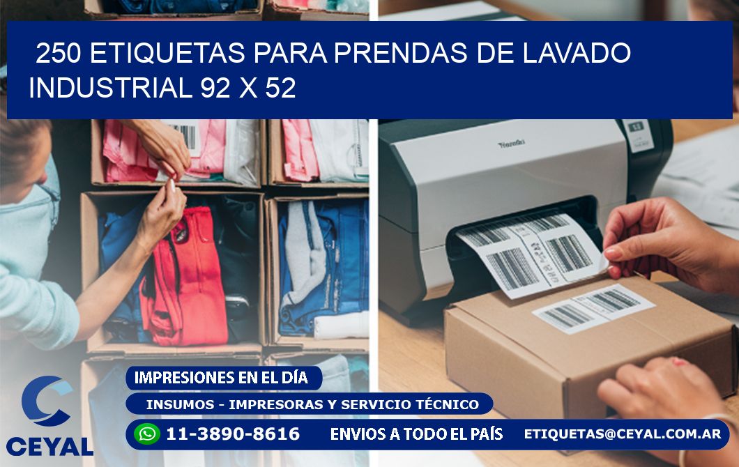 250 ETIQUETAS PARA PRENDAS DE LAVADO INDUSTRIAL 92 x 52